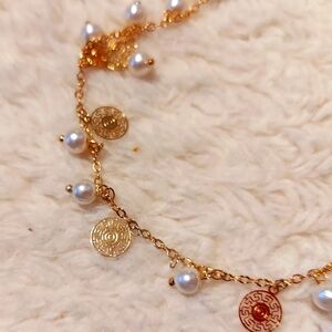Gold Plated Anklet With Pearl Details